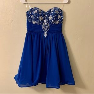 Sequin Hearts Royal Blue Sequin Bodice Dress